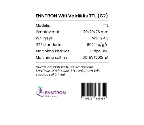 Enntron WiFi valdiklis TTL Enntron WiFi valdiklis TTL