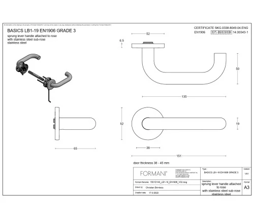 Durų rankenos Formani BASICS LB1-19