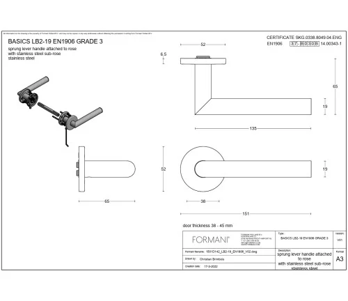 Durų rankenos Formani BASICS LB2-19