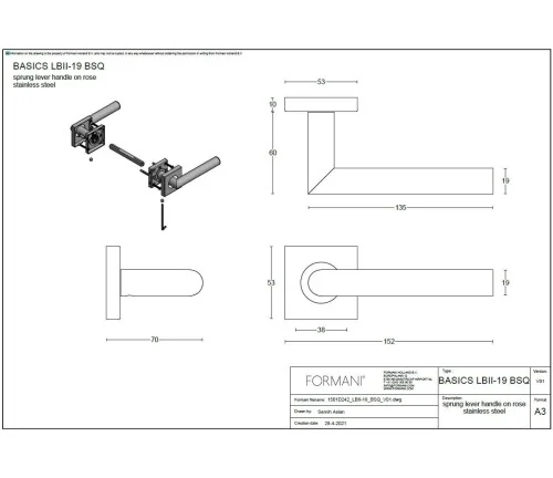 Durų rankenos Formani BASICS LB2-19BSQR53