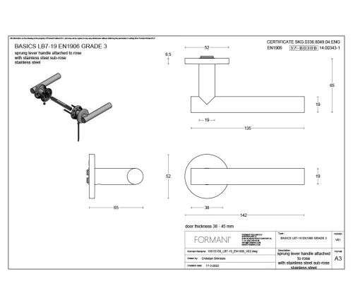 Durų rankenos Formani BASICS LB7-19