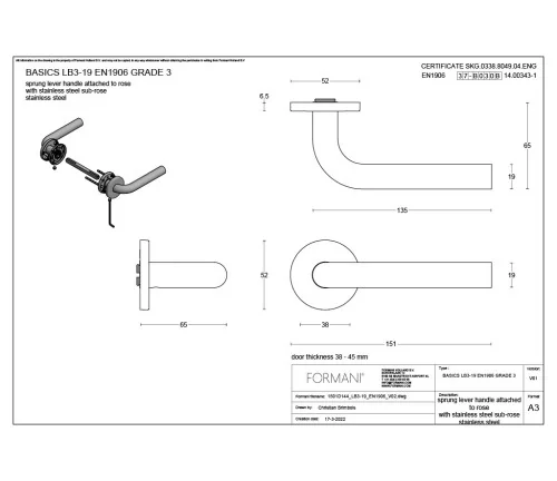 Durų rankenos Formani BASICS LB3-19